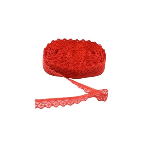 MDYTPT Spitzenband, 45 m, 14 mm breit, Spitzenstoff, weiße Baumwollspitze für Heimwerker, Nähen, Stickerei, Heimkleidung, Zubehör (rot) von MDYTPT