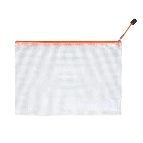 Netztasche mit Reißverschluss, wasserdicht, Kunststoff, Mehrzweck-Dokumententasche für Reisen, Aufbewahrung, Bürogeräte, Zuhause, Organisierungstaschen (Orange, B5 (29 x 21 cm) von MDYTPT