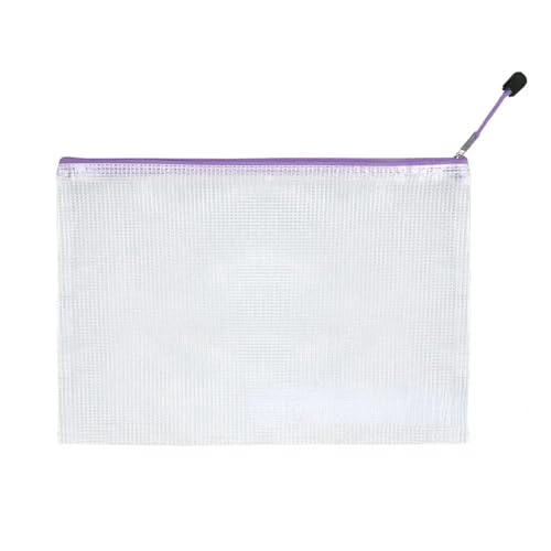 Netztasche mit Reißverschluss, wasserdicht, Kunststoff, Mehrzweck-Dokumententasche für Reisen, Aufbewahrung, Bürogeräte, Zuhause, Organisierungstaschen (lila, B5 (29 x 21 cm) von MDYTPT