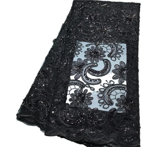 Pailletten-Spitzenstoff, Stickerei, Netzstoff, Tüllstoff für Hochzeitskleid (Farbe H, 4,5 m) von MDYTPT