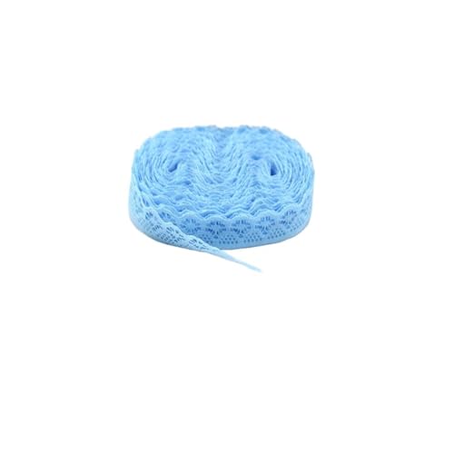 Spitzenband, 45,7 m, 14 mm breit, Spitzenstoff, weiße Baumwolle, Spitze zum Basteln, Nähen, Sticken, Heimkleidung, Zubehör (Himmelblau) von MDYTPT