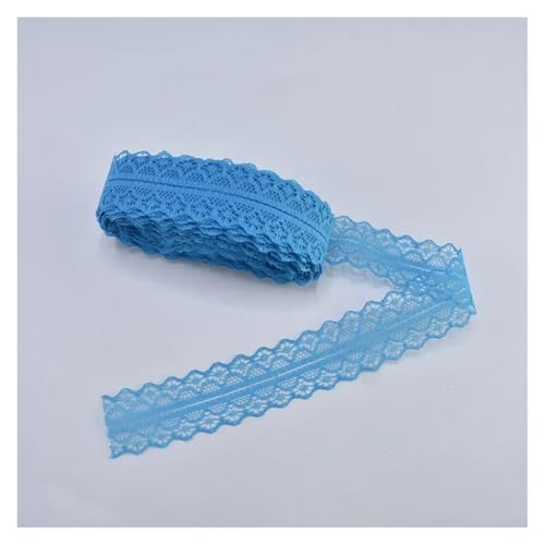 Spitzenband, 45,7 m, Breite 28 mm, DIY-Spitzenstoff, bestickte Netzschnur für Blumenzubehör (blau) von MDYTPT