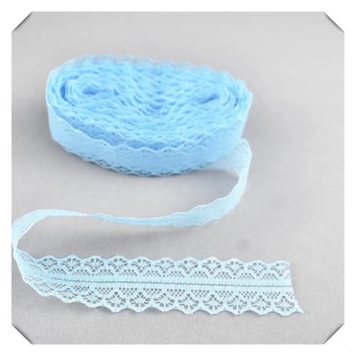 Spitzenband, 45,7 m, Breite 28 mm, DIY-Spitzenstoff, bestickte Netzschnur für Blumenzubehör (hellblau) von MDYTPT