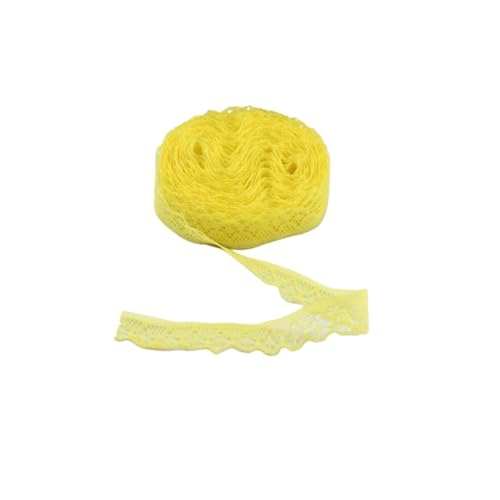 Spitzenband, 45 m, 14 mm breit, Spitzenstoff, weiße Baumwollspitze für Heimwerker, Nähen, Stickerei, Heimkleidung, Zubehör (gelb) von MDYTPT