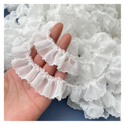 Spitzenband mit Rüschen, 5 m breit, 2,5 cm breit, für Kleid, Rock, Dekoration, Spitzenzubehör, Weiß Spitzenband mit Rüschen, 5 m breit, 2,5 cm breit, für Kleid, Rock, Dekoration, Spitzenzubehör, Weiß von MDYTPT