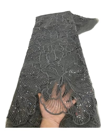 Spitzenstoff für Hochzeitskleid, Tüll, Pailletten, Spitzenstoff für Hochzeitskleid, Tüll, Milchseide, Spitzenmaterial (Farbe 04) von MDYTPT