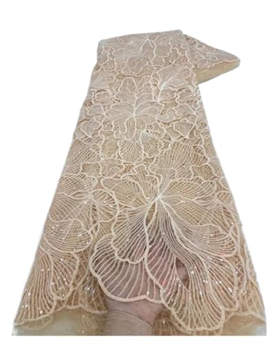 Spitzenstoff für Hochzeitskleid, Tüll, Pailletten, Spitzenstoff für Hochzeitskleid, Tüll, Milchseide, Spitzenmaterial (Farbe 08) von MDYTPT