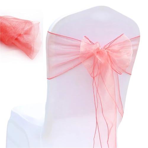 Stuhlschärpen für Bankett, Hochzeit, Party, Veranstaltung, Weihnachtsdekoration, transparenter Organza-Stoff, 18 x 275 cm, Stuhlknoten (Farbe 17), 100 Stück von MDYTPT