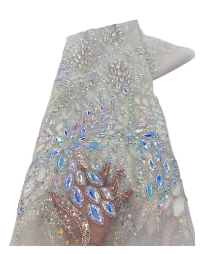 Tüll Pailletten Perlen Spitze Stoff Bräutigam Stickerei Tüll Spitze Stoff für Braut Hochzeit (Farbe 05) von MDYTPT