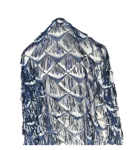 Tüll Pailletten Quaste Stoff Mesh Stickerei Hochzeitskostüm DIY Kleid Spitze Stoff (Dunkelblau) von MDYTPT