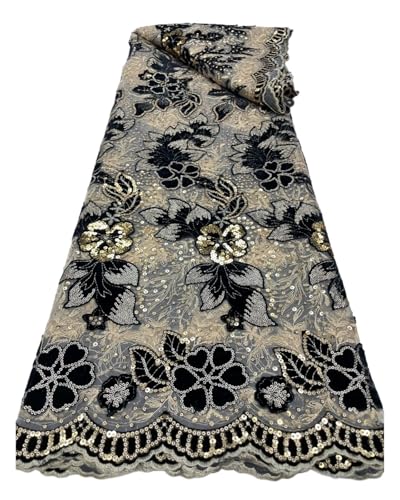 Tüll Pailletten Samt Spitze Stoff Mesh Netz Spitze Stoffe zum Nähen Hochzeit Party Kleid (Farbe 05) von MDYTPT