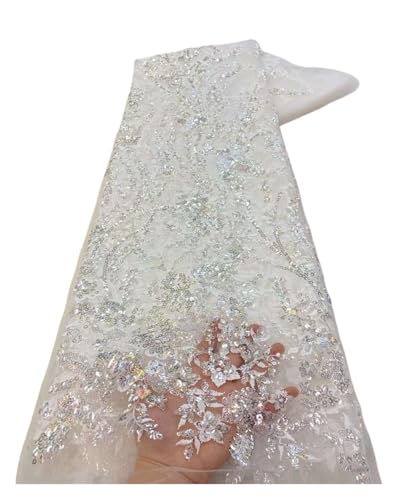 Tüll-Pailletten-Spitzenstoff, Spitzenstickerei, Perlen-Mesh-Stoff, 4,5 m, für Damen, Hochzeitsparty-Kleid (Farbe B) von MDYTPT