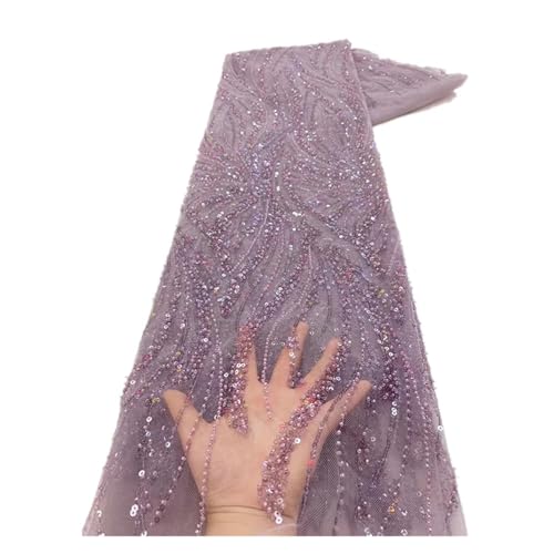 Tüll-Spitzenstoff für Hochzeit, Party, Pailletten, Perlenstickerei, Bräutigam, Braut, Tüll, Spitzenstoff für Hochzeit (Farbe 01) von MDYTPT