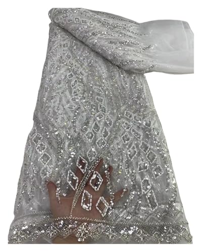 Tüll-Spitzenstoff für Hochzeit, Party, Spitze, Perlen, Pailletten, Netzstoff, 4,5 m, zum Nähen, Party, Hochzeitskleider (Farbe 03) von MDYTPT