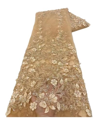 Tüll-Spitzenstoff für Hochzeiten, 3D-Blumen-Pailletten, Stickerei-Perlen, Tüll-Spitzenstoff für Partykleid (Farbe: 2) von MDYTPT