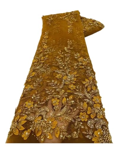 Tüll-Spitzenstoff für Hochzeiten, 3D-Blumen-Pailletten, Stickerei-Perlen, Tüll-Spitzenstoff für Partykleid (Farbe: 4) von MDYTPT