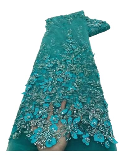 Tüll-Spitzenstoff für Hochzeiten, 3D-Blumen-Pailletten, Stickerei-Perlen, Tüll-Spitzenstoff für Partykleid (Farbe: 5) von MDYTPT