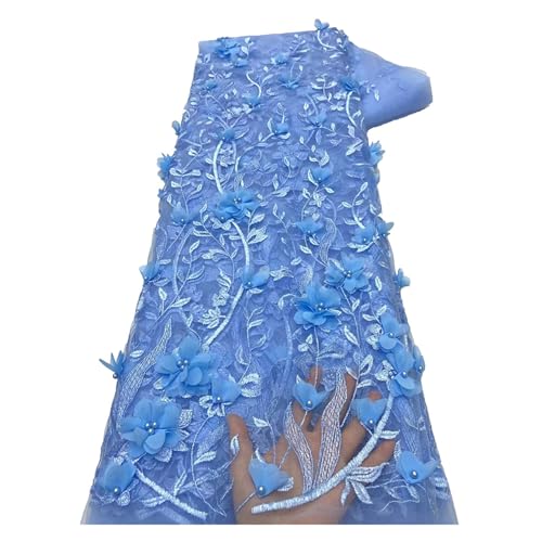 Tüll für Hochzeit, Party, 3D-Spitze, Blumenstickerei, Applikation, Stoff, Blumen, Spitzenstoffe für Brauttüll, 4,5 m (Farbe 05) von MDYTPT