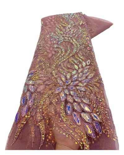 Tüll für Hochzeiten, schwere Perlen, Spitzenstoff, Pailletten, Tüllstoff für Hochzeitsfeier (Farbe 01) von MDYTPT