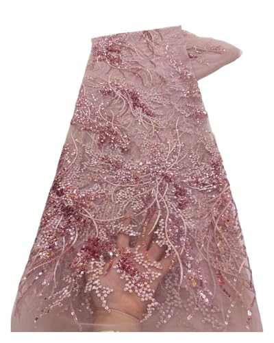 Tüll für Hochzeitsfeiern, luxuriös, rosa, Pailletten, Spitzenstoff, 4,5 m, für Hochzeitsparty-Kleid (Farbe 05) von MDYTPT