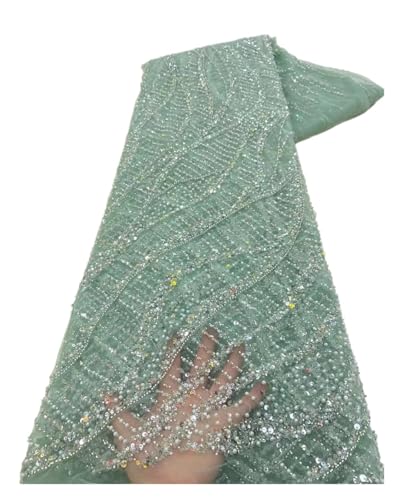 Tüll für Hochzeitsparty, 91 cm, Pailletten, Perlen, Spitze, Stickerei, Spitzenstoff für Hochzeitskleid (Farbe 01) von MDYTPT