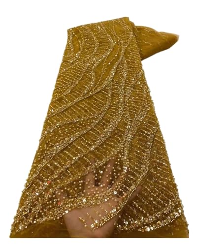 Tüll für Hochzeitsparty, 91 cm, Pailletten, Perlen, Spitze, Stickerei, Spitzenstoff für Hochzeitskleid (Farbe 02) von MDYTPT