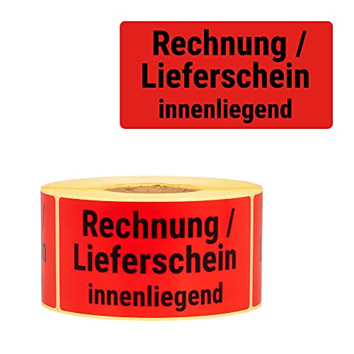 MDlabels Warnetiketten auf rolle 100x50mm – 500 – Rechnung Lieferschein innenliegend - Invoice Packing List inside- selbstklebendes Papier - Versandetiketten - Versandhinweis Haftetiketten von MDlabels