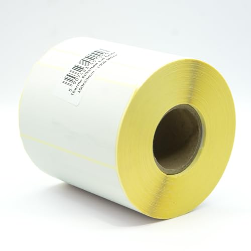 MDlabels Weiße Thermo etiketten auf Rolle 100x50mm 1000 Stück - permanent haftend, für Barcode, weiße Klebeetiketten zur Beschriftung Thermische etiketten von MD Labels