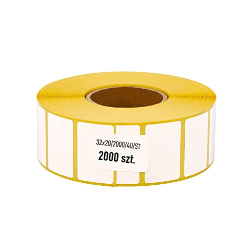 MD Labels Weiße Thermo etiketten auf Rolle 32x20mm 2000 Stück - permanent haftend, für Barcode, weiße Klebeetiketten zur Beschriftung Thermische etiketten MD Labels Weiße Thermo etiketten auf Rolle 32x20mm 2000 Stück - permanent haftend, für Barcode, weiße Klebeetiketten zur Beschriftung Thermische etiketten von MD Labels