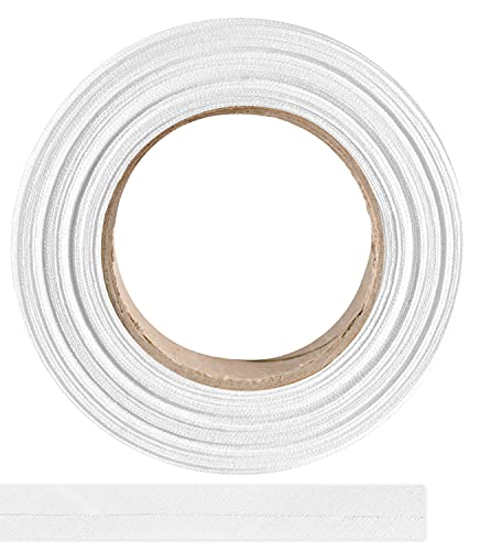 ME:NaMa Schrägband aus 100% Baumwolle - 5 m x 40 mm (gefalzt) - Hochwertiges Einfassband, Baumwollband, Schrägband - Ideal zum DIY-Nähen - In Belgien hergestellt, auf einer Rolle (Weiß) von ME:NaMa