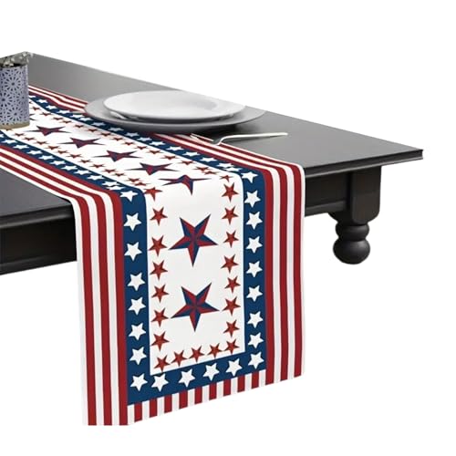 MEAKTSMI Tischläufer Leinen Memorial Day Tischläufer Rutschbeständiges Vintage Flaggenentwurfstuch Für Esstische Und Placemat von MEAKTSMI