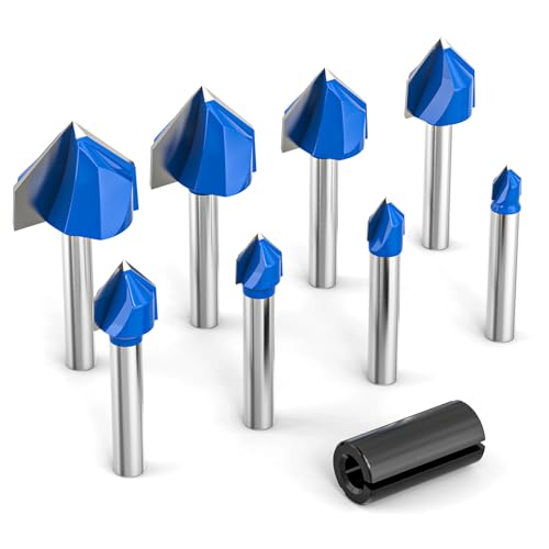 MEANLIN 8Pcs 90 Grad V Groove Router Bit 1/4 Zoll Schaft Holzbearbeitung Fasen Schrägschneider Werkzeug Schnittdurchmesser 1/4 Zoll, 5/16 Zoll, 3/8 Zoll, 1/2 Zoll, 5/8 Zoll, 3/4 Zoll, 7/8 Zoll, 1 Zoll MEANLIN 8Pcs 90 Grad V Groove Router Bit 1/4 Zoll Schaft Holzbearbeitung Fasen Schrägschneider Werkzeug Schnittdurchmesser 1/4 Zoll, 5/16 Zoll, 3/8 Zoll, 1/2 Zoll, 5/8 Zoll, 3/4 Zoll, 7/8 Zoll, 1 Zoll von MEANLIN
