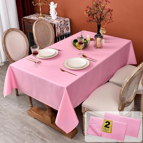 MEANMOY Quadratische Tischdecke, 210 g/m², wasser- und schmutzabweisend, einfarbig, 137 x 137 cm, rechteckig, knitterfrei, waschbar, abwischbar, Polyester, für Hochzeit, Party, Bankett, 2 Stück, Rosa MEANMOY Quadratische Tischdecke, 210 g/m², wasser- und schmutzabweisend, einfarbig, 137 x 137 cm, rechteckig, knitterfrei, waschbar, abwischbar, Polyester, für Hochzeit, Party, Bankett, 2 Stück, Rosa von MEANMOY