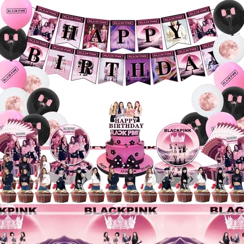 Girlgroup Geburtstag Deko,85 Pcs Girlgroup Partygeschirr Set,Geburtstagsdeko,Mitgebsel Kindergeburtstag Enthalten Tischdecke,Banner etc,Geburtstagdekoration für Kinder Geeignet von MEBSJY