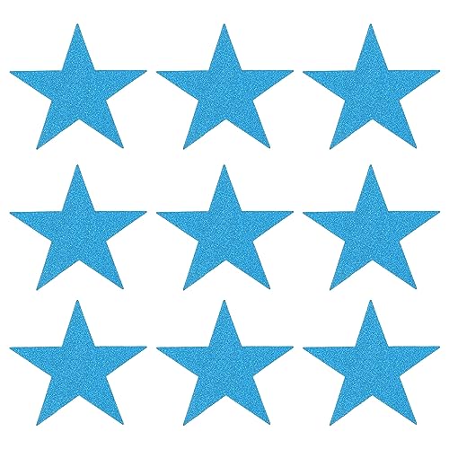 MECCANIXITY Glitzernde Sternausschnitte aus Papier, Fünf-Sterne-Konfetti-Ausschnitte für Geburtstagsparty, Klassenzimmer, Hochzeit, Pinnwand, Wanddekorationen, 13 cm, hellblau, 50 Stück von MECCANIXITY
