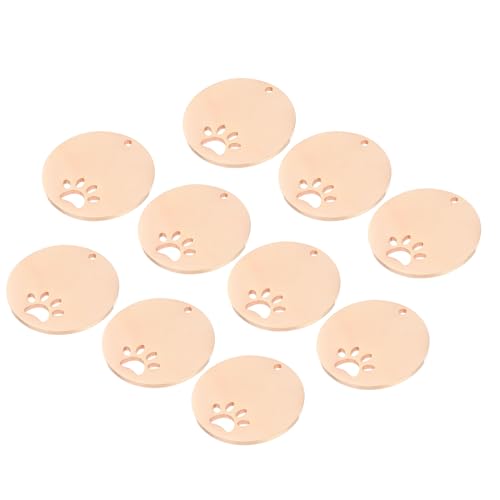 MECCANIXITY Hundepfotenmarken aus Metall, Prägung, 3 x 3 cm, Roségold, blanko, für Haustier-Erkennungsmarken, Anhänger, Dekoration, Bastelanhänger, 10 Stück von MECCANIXITY