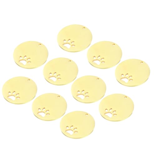 MECCANIXITY Hundepfotenmarken aus Metall, Prägung, 3 x 3 cm, goldfarben, blanko, für Haustier-Erkennungsmarken, Anhänger, Dekoration, Bastelanhänger, 10 Stück von MECCANIXITY