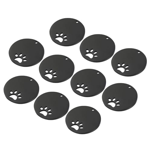 MECCANIXITY Hundepfotenmarken aus Metall, Stempel, 2,5 x 2,5 cm, schwarz, blanko, Hundemarken, DIY-Gravur, blanko, für Haustier-Erkennungsmarken, Anhänger, Dekoration, Bastelanhänger, 10 Stück von MECCANIXITY