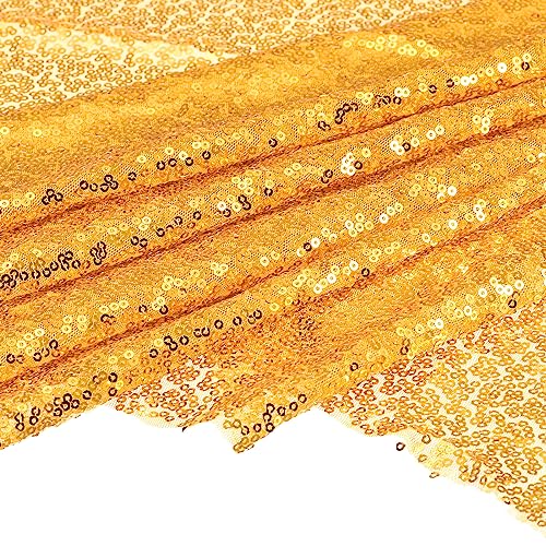 MECCANIXITY Pailletten-Stoff, goldfarben, 4,5 m lang, 1,6 m breit, Samtstoff, Netzstoff, voll glänzende Pailletten, Stoff, Nähen für Handwerk, Kleidung, Dekoration von MECCANIXITY