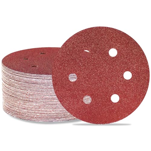 Meccion 150mm Schleifscheiben 50Stück Schleifscheiben Pads 6 Zoll 6 Löcher Klett-Schleifpapier für Exzenterschleifer (100 Körnung) von MECCION