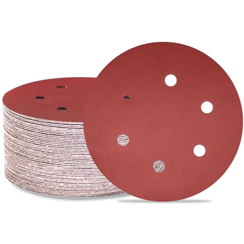 Meccion 150mm Schleifscheiben 50Stück Schleifscheiben Pads 6 Zoll 6 Löcher Klett-Schleifpapier für Exzenterschleifer (1500 Körnung) von MECCION