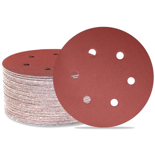 Meccion 150mm Schleifscheiben 50Stück Schleifscheiben Pads 6 Zoll 6 Löcher Klett-Schleifpapier für Exzenterschleifer (180 Körnung) von MECCION
