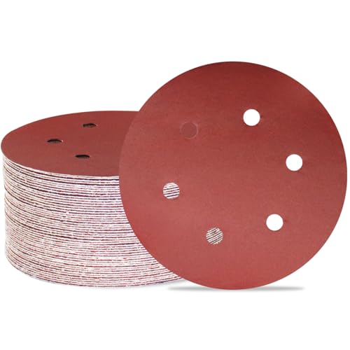 Meccion 150mm Schleifscheiben 50Stück Schleifscheiben Pads 6 Zoll 6 Löcher Klett-Schleifpapier für Exzenterschleifer (600 Körnung) von MECCION
