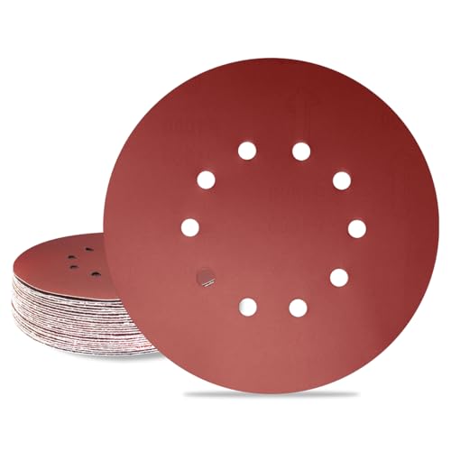 Meccion 225mm Schleifpapier Klett 25 Stück Schleifscheibe Körnung 10 Loch Rund Schleifpapier für Trockenbauschleifer Exzenterschleifer Schleifgiraffe (1000 Körnung) von MECCION