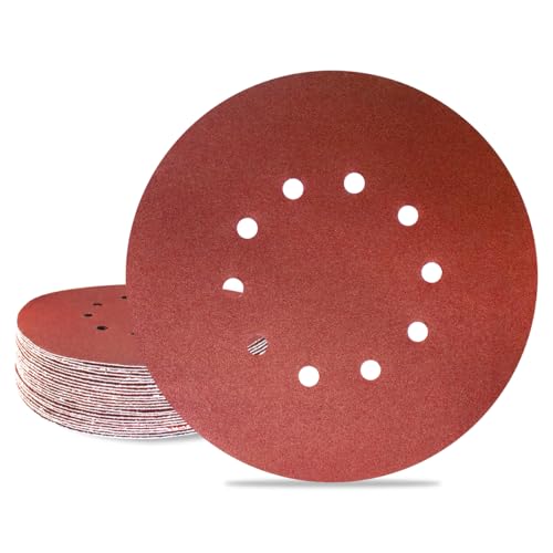 Meccion 225mm Schleifpapier Klett 25 Stück Schleifscheibe Körnung 10 Loch Rund Schleifpapier für Trockenbauschleifer Exzenterschleifer Schleifgiraffe (120 Körnung) von MECCION