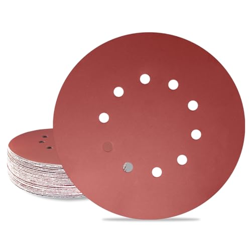 Meccion 225mm Schleifpapier Klett 25 Stück Schleifscheibe Körnung 10 Loch Rund Schleifpapier für Trockenbauschleifer Exzenterschleifer Schleifgiraffe (2000 Körnung) von MECCION