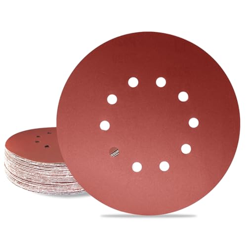 Meccion 225mm Schleifpapier Klett 25 Stück Schleifscheibe Körnung 10 Loch Rund Schleifpapier für Trockenbauschleifer Exzenterschleifer Schleifgiraffe (400 Körnung) von MECCION
