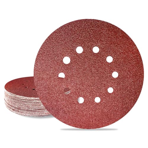 Meccion 225mm Schleifpapier Klett 25 Stück Schleifscheibe Körnung 10 Loch Rund Schleifpapier für Trockenbauschleifer Exzenterschleifer Schleifgiraffe (60 Körnung) von MECCION