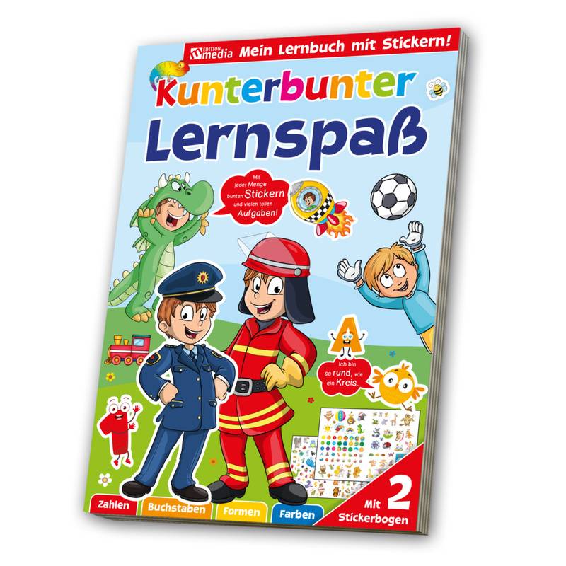 Sticker Übungsbuch Lernspaß Feuerwehr / Polizei, Kartoniert (TB) von MEDIA