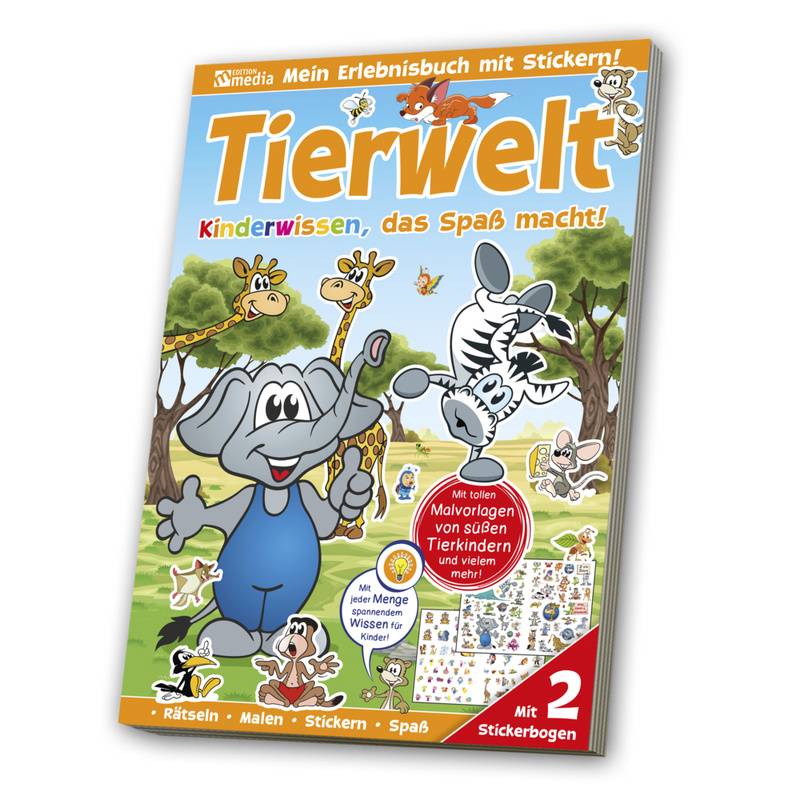 Sticker-Übungsbuch - Tierwelt Lernspaß, Kartoniert (TB) von MEDIA